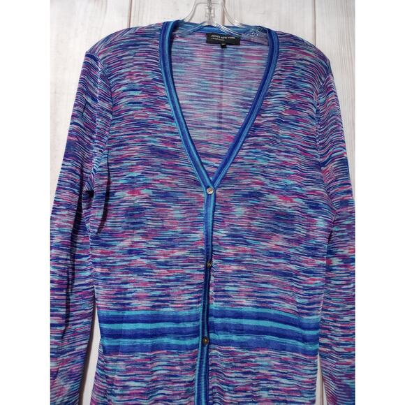 Jones New York Cardigan Womens XL Blue Pink Purple Lightweight Button Up Sweater - Picture 2 of 6